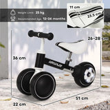 AIYAPLAY Balance Bike for Toddlers 1–2 Years with Adjustable Seat and Light-up Rear Wheels – Boys and Girls, Black