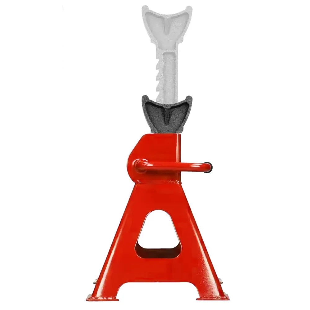 2 Piece 3 Tonne Heavy Duty Axle Stands, Ratchet Adjustable – Cast Iron Car and Caravan Support Stands, Red & Black