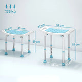 HOMCOM Adjustable Shower Chair with Aluminium Frame, Non-Slip Feet & Padded EVA Seat – Bathtub Stool, Turquoise
