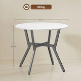 HOMCOM Round Dining Table for Two, 90 cm Kitchen Table with Black Metal Legs – Space-Saving, High Gloss White