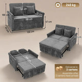 HOMCOM 2 Seater Sofa Bed, 3-in-1 Convertible Chenille Sleeper Sofa with 5-Position Backrest – Grey