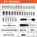 53-Piece 1/4" Drive Socket Set with Ratchet Wrench, Bits and Extension Bars – Home & Garage Tool Kit