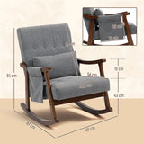 HOMCOM Rocking Accent Chair with Rubberwood Frame, Side Pocket & Pillow – 35° Rocking Armchair, Grey