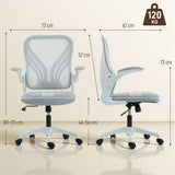HOMCOM Mesh Office Chair with Foldable Backrest & Flip-Up Arms – Space-Saving Computer Desk Chair, Light Grey