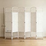 HOMCOM 6 Panel Folding Room Divider, Hand-Woven Paper Rope & Bamboo – Privacy Screen, White