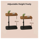 Adjustable C-Shaped Sofa Side Table with 360° Rotating Top – Height 45–80cm Laptop Table, Walnut