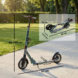 SPORTNOW Foldable Adult Kick Scooter with Adjustable Handlebar & 200mm Big Wheels – One-Click Folding, Silver