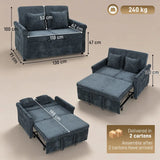 HOMCOM 2 Seater 3-in-1 Sofa Bed with 5-Position Adjustable Backrest – Pull Out Chenille Sleeper, Dark Blue