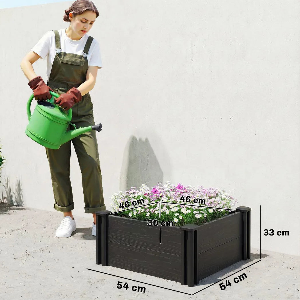 Outsunny Vinyl Raised Garden Bed Kit with Slotting Legs and Open Bottom – Modular 2 x 2 x 1ft Planter, Dark Grey
