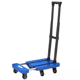 270kg Folding Hand Truck Trolley – Telescopic Aluminium Platform Cart for Shopping & Travel, Blue/Black