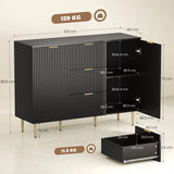 HOMCOM 120cm Sideboard with 2 Doors, 3 Drawers and Adjustable Shelves – Buffet Cabinet and TV Stand, Black