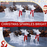 Light-Up Reindeer and Sleigh Christmas Decoration – 73cm, 240 White LEDs, UK Plug
