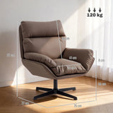 HOMCOM Swivel Accent Chair with Padded Cushion and Steel Frame – 360° Armchair for Living Room, Dark Brown
