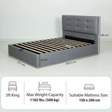 HOMCOM 5ft King Size Ottoman Bed with Gas Lift Storage and Tufted Headboard – Bedroom Frame, Grey