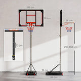 AIYAPLAY Height Adjustable Basketball Hoop 210-260cm with Wheels & Fillable Base – Indoor Outdoor, Red