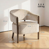 HOMCOM Chenille Accent Tub Chair with Wide Seat and Solid Wood Frame – Comfy Armchair, Beige