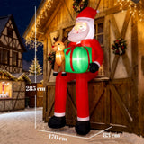 Outsunny 9.3ft Giant Christmas Inflatable Hanging Santa Claus with Reindeer, Gift Box and LED Lights – Outdoor Garden Decoration