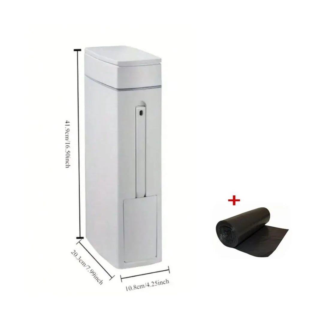 Toilet Brush and Waste Bin Set 2 in1 Bathroom Toilet Holder Brush Slim Trash Can