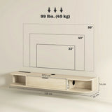 HOMCOM 120 cm Floating TV Unit with Flip Drawer & Cable Management – Wall Mounted for TVs up to 50 Inch, Natural