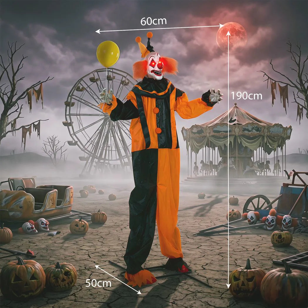 HOMCOM 190cm Life Size Animated Clown Halloween Decoration