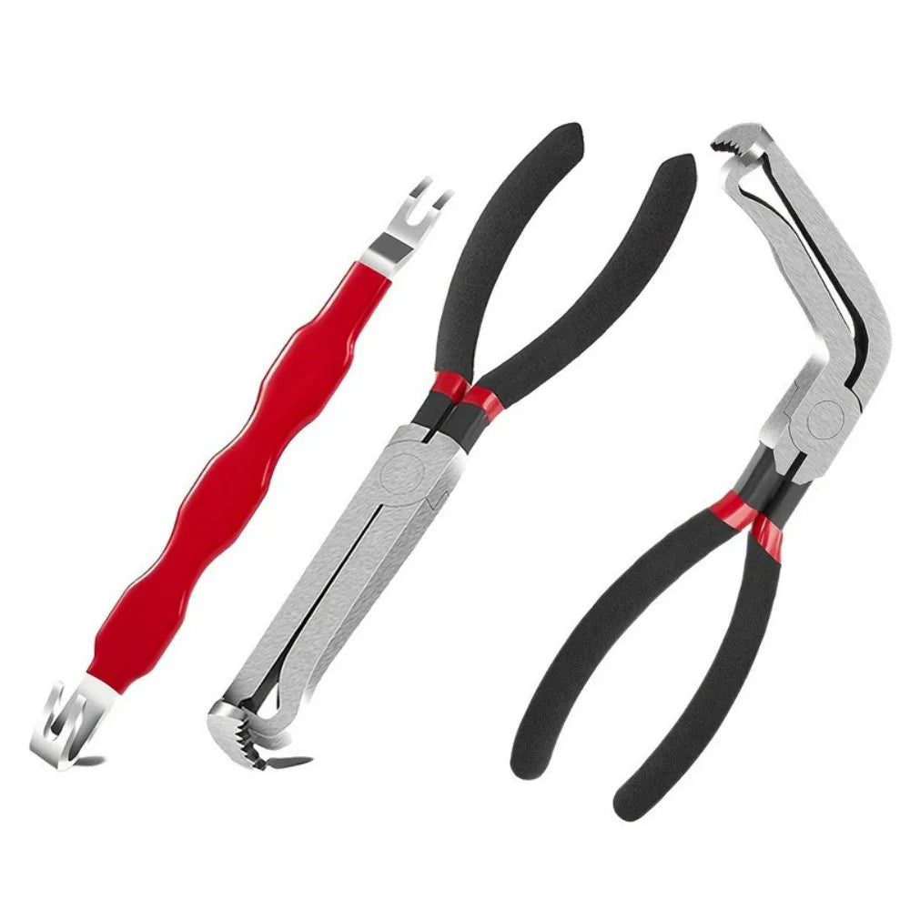 3 Piece Electrical Connector Disconnect Pliers Set – 60° Curved Metal Plug Removal Tools for Cars