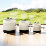 Outsunny Handwoven Cotton Rope Plant Pots, Set of 3 – Indoor Planters with Waterproof Liner, White