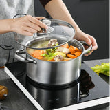 Stainless Steel 3 Piece Cookware Set with Milk Pan, Stockpot, Frying Pan and Glass Lids – Steel Handles