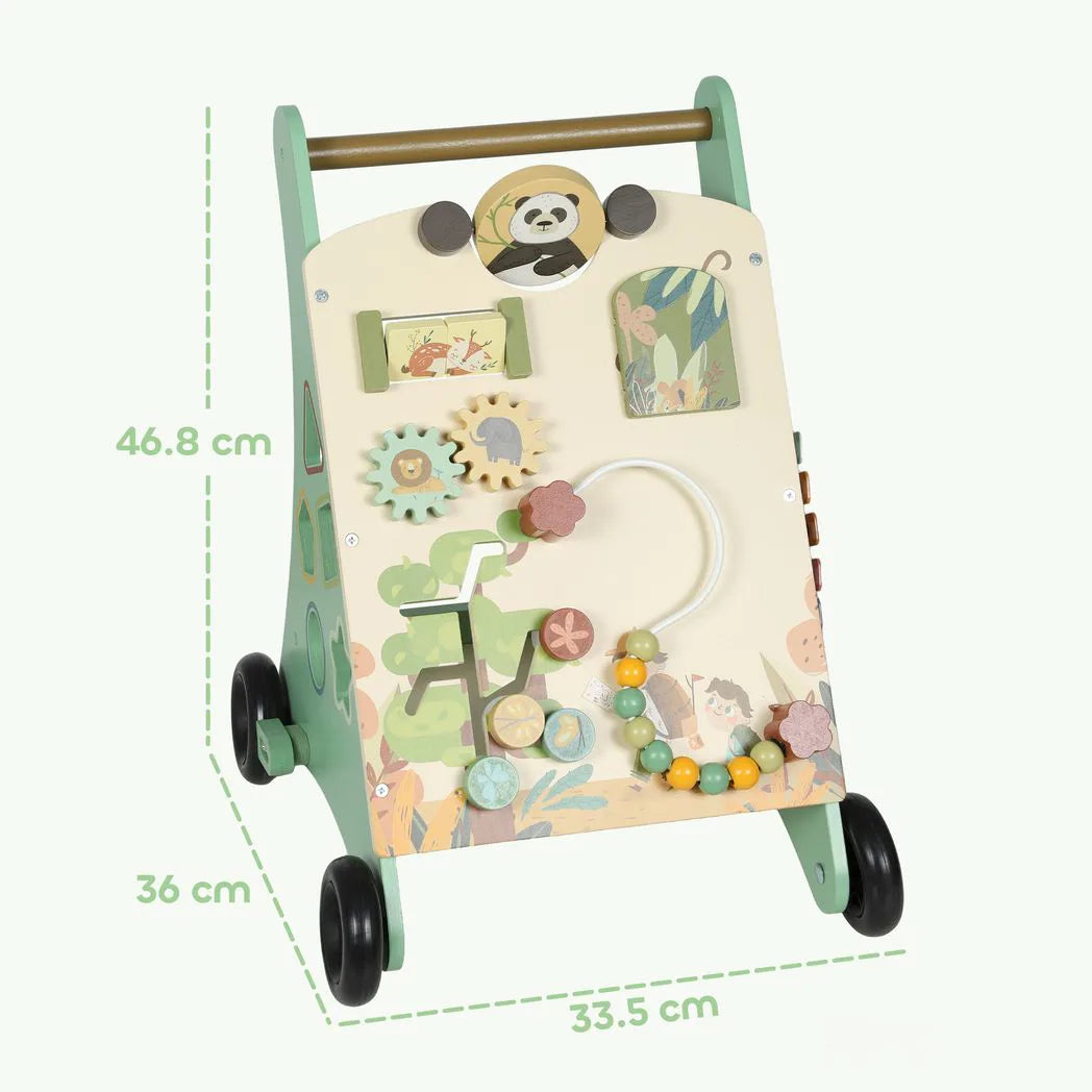 AIYAPLAY Wooden Baby Walker with Speed Control, Xylophone, Gears & Bead Maze – Push Along Toy, Green