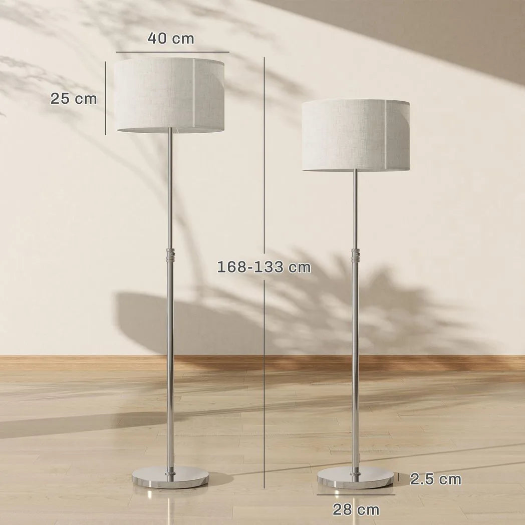 HOMCOM Floor Lamp with Remote, Height Adjustable Standing Lamp with Linen Shade