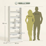 HOMCOM 6-Tier Bookcase with Open Shelves and Cubes, 180 cm Tall Display Shelf with Anti-Tipping Design, White