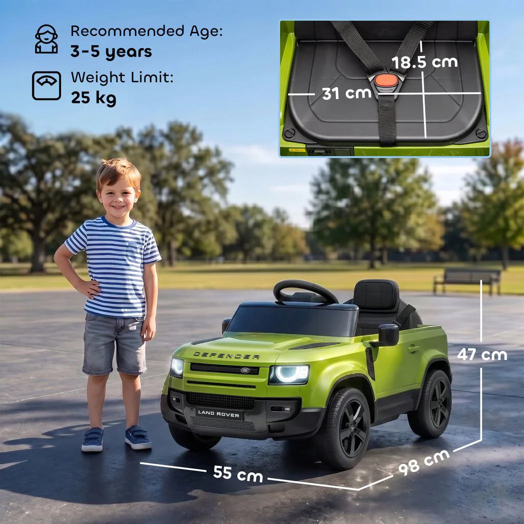 AIYAPLAY Land Rover Licensed 12V Kids Ride-On Car with Remote, Suspension and Soft Start – Lights and Music, Green