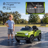 AIYAPLAY Land Rover Licensed 12V Kids Ride-On Car with Remote, Suspension and Soft Start – Lights and Music, Green