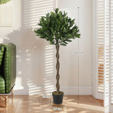 Outsunny Set of 2 Artificial Bay Laurel Topiary Trees with Weighted Pots – Outdoor Faux Plants, 120 cm