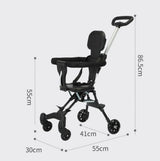 Lightweight Foldable Baby Stroller with Two-Way Seat, Canopy & Double Brakes – Travel Pushchair, Black