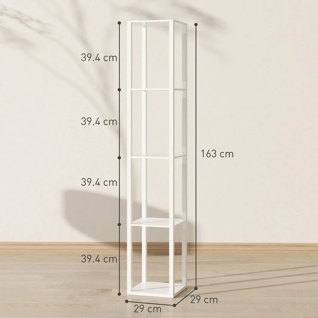 HOMCOM Floor Lamp with Shelves and 3 Brightness Levels – White