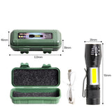 2 Pack USB Rechargeable Mini LED Flashlights with Adjustable Zoom and 3 Modes – Camping and Work Torches, Black