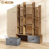 HOMCOM 12 Cube Storage Unit with 2 Removable Fabric Drawers – Geometric Bookcase & Display Shelf, Brown