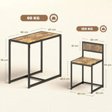 HOMCOM 3-Piece Table and Stool Set with Steel Frame – Space-Saving Dining Set for 2, Rustic Brown