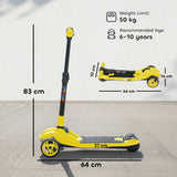 AIYAPLAY Foldable Three-Wheel Electric Scooter with LED Lights, Adjustable Handlebar – Kids Ages 6-10, Yellow