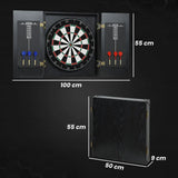 SPORTNOW Bristle Dartboard with Wooden Cabinet, 6 Steel Tip Darts & Two Scoreboards – Games Room Darts Set, Black
