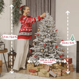 HOMCOM 5ft Snow Flocked Artificial Christmas Tree with 936 Branch Tips – Realistic Foldable Decoration