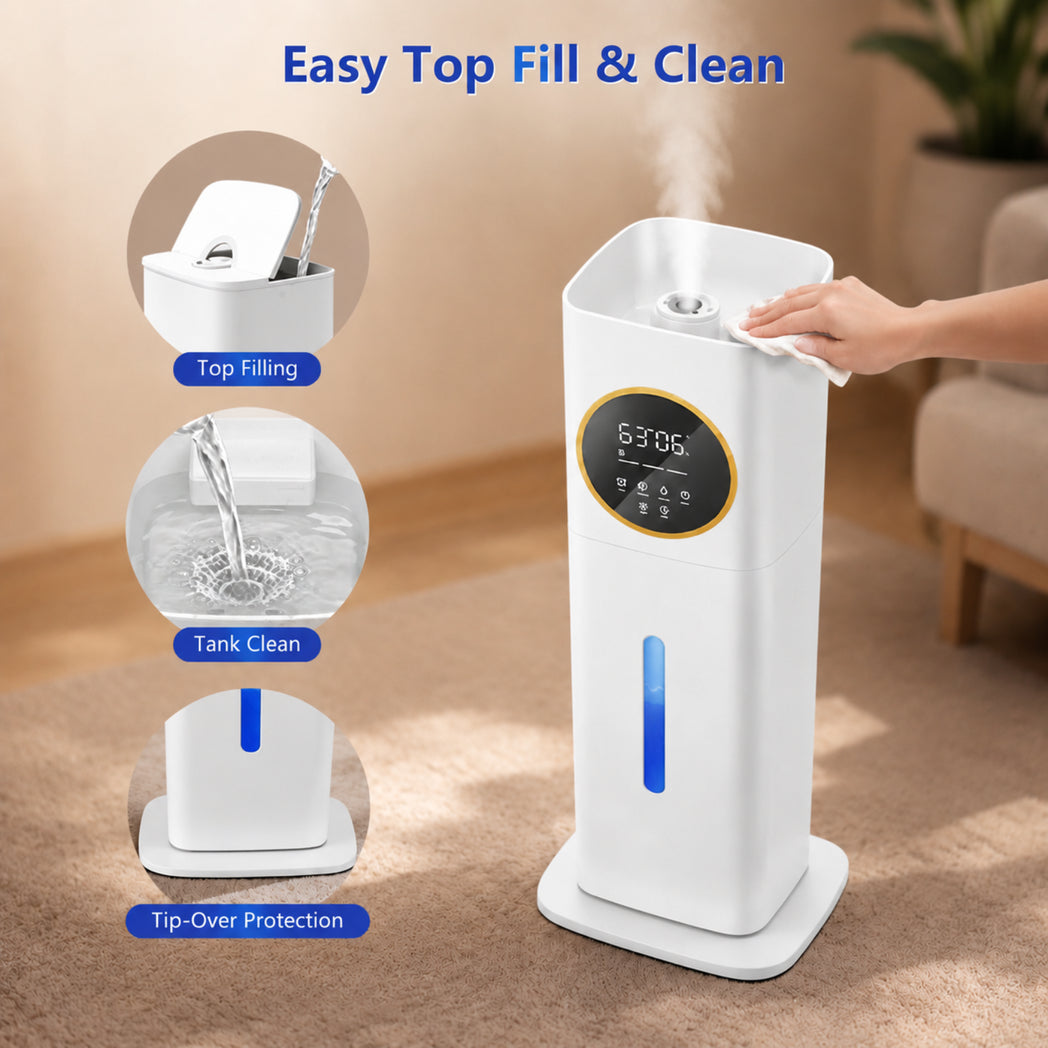 8L Large Humidifier - 40H Runtime for Large Room（White）