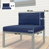 Outsunny 14 Piece Garden Dining Set Cushions, 7 Seat and 7 Back Pads, Dark Blue