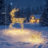Outsunny Lighted Rattan Reindeer & Sleigh – 2 Piece
