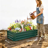 Outsunny Set of 2 Raised Beds for Garden, Galvanised Outdoor Planters for Herbs Vegetables