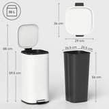 HOMCOM 30L Pedal Kitchen Bin with Soft-Close Lid and Removable Bucket – Compact Metal Rubbish Bin, Cream