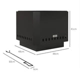 Outsunny 48cm Smokeless Wood Burning Fire Pit with Poker – Portable Square Metal Bonfire Stove, Black