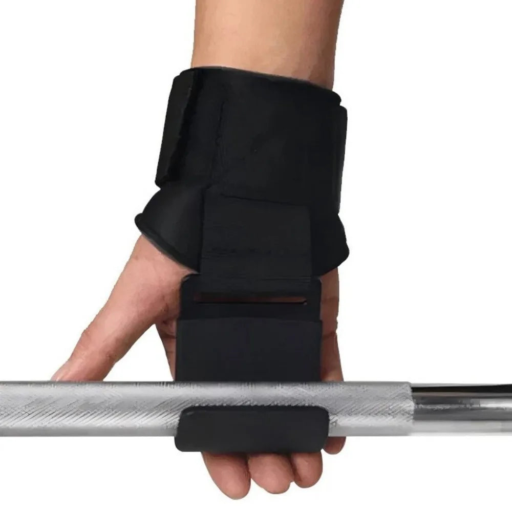 Weight Lifting Hooks with Padded Wrist Support Straps, 2 Pack – Coated Steel Deadlift Grips for Gym, Black