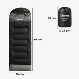 Outsunny 3-Season Sleeping Bag for Adults with L-Shaped Zip – Lightweight, Compact Camping Sleeping Bag, Black
