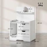 HOMCOM Bedside Table with 2 Drawers and Open Shelves – Cut-Out Handles, High Gloss White Nightstand